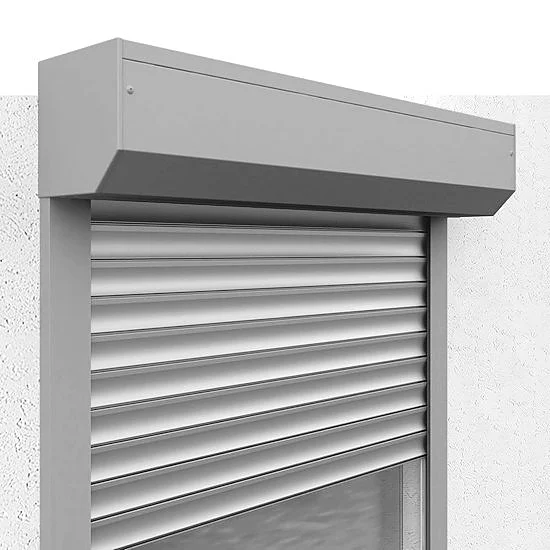 Cassonetto esterno in alluminio con profilo a 45° montato in facciata